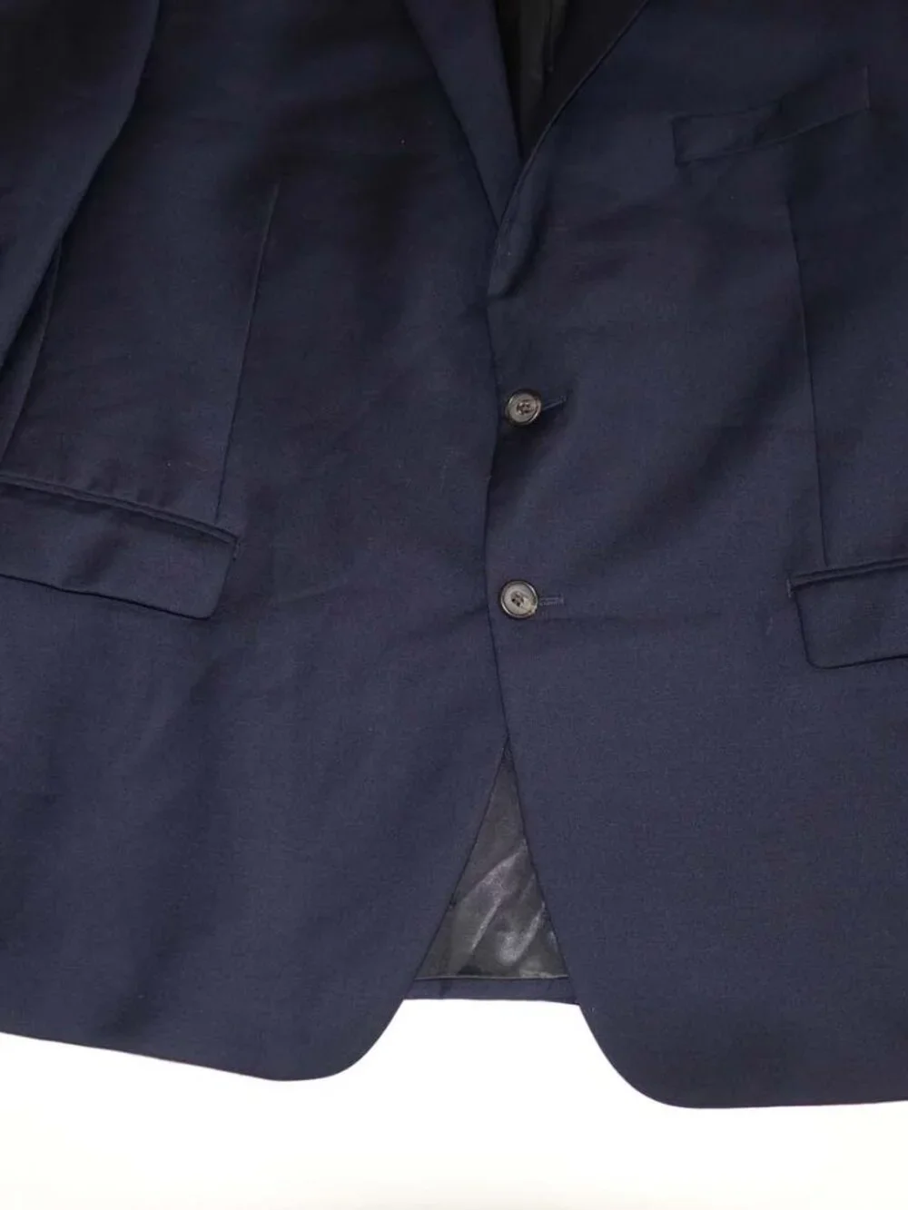 Lauren Ralph Lauren Men's Suit Jacket Size 44 Short Navy Blue 100% Wool Blazer